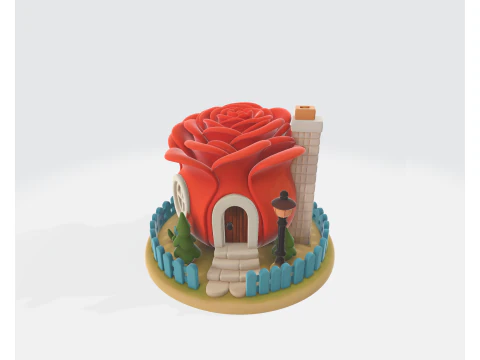 Romantic Rose House Valentines Day 3D Printed Decorative Home Love Gift Fairy Tale Rose Cottage 3D Print Model