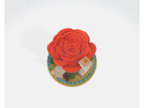 Romantic Rose House Valentines Day 3D Printed Decorative Home Love Gift Fairy Tale Rose Cottage 3D Print Model