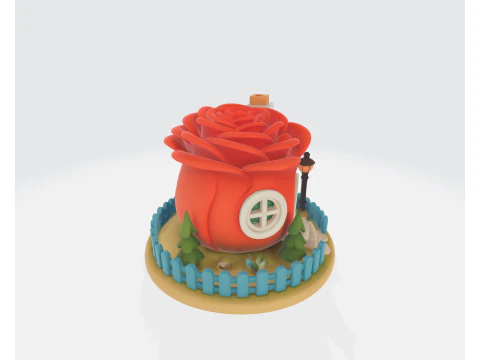 Romantic Rose House Valentines Day 3D Printed Decorative Home Love Gift Fairy Tale Rose Cottage 3D Print Model
