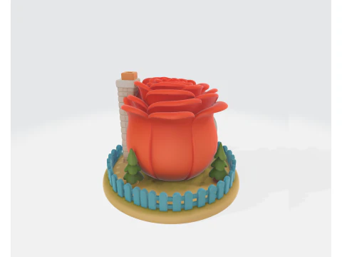Romantic Rose House Valentines Day 3D Printed Decorative Home Love Gift Fairy Tale Rose Cottage 3D Print Model