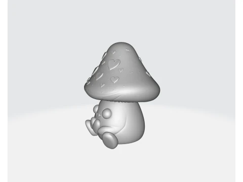 Cute Valentine Mushroom Figurine Heart Holding Kawaii Decor 3D Printed Romantic Gift for Her Him 3D Print Model