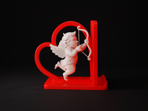 Cupid Heart Phone Holder Valentines Day Romantic Desk Stand 3D Printed Love Angel Phone Stand 3D Printing
