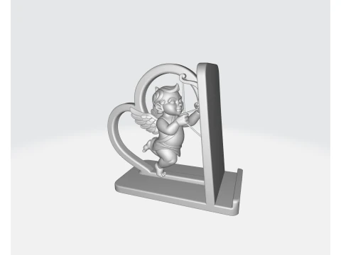 Cupid Heart Phone Holder Dia dos Namorados Suporte de mesa rom&acirc;ntico 3D impresso Love Angel Phone Stand Modelo de Impressão 3D