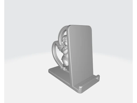Cupid Heart Phone Holder Dia dos Namorados Suporte de mesa rom&acirc;ntico 3D impresso Love Angel Phone Stand Modelo de Impressão 3D