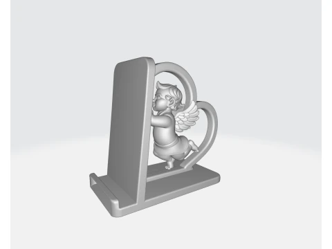 Cupid Heart Phone Holder Dia dos Namorados Suporte de mesa rom&acirc;ntico 3D impresso Love Angel Phone Stand Modelo de Impressão 3D