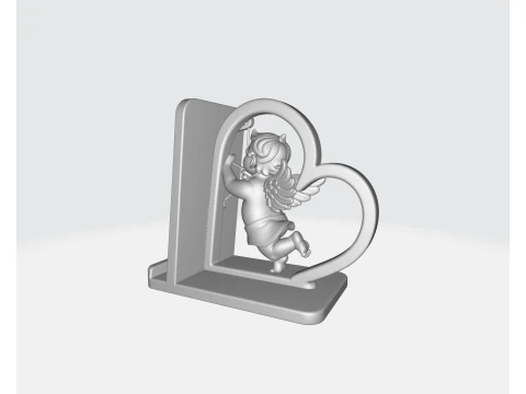 Cupid Heart Phone Holder Dia dos Namorados Suporte de mesa rom&acirc;ntico 3D impresso Love Angel Phone Stand Modelo de Impressão 3D