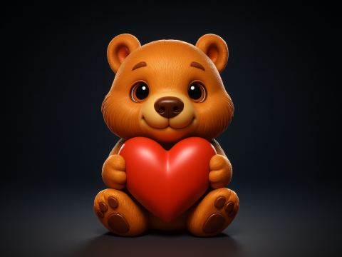 Cute Teddy Bear Holding Heart Valentines Day 3D Print Gift Romantic Love Decor for Couples 3D Printing