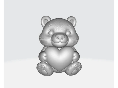 Cute Teddy Bear Holding Heart Valentines Day 3D Print Gift Romantic Love Decor for Couples 3D Print Model