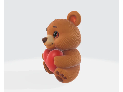 Cute Teddy Bear Holding Heart Valentines Day 3D Print Gift Romantic Love Decor for Couples 3D Print Model