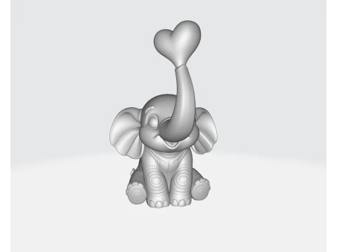 Simpatico elefante con cuore Figurina stampata in 3D di San Valentino, regalo romantico per lei o per lui Amore E Modello di stampa 3D