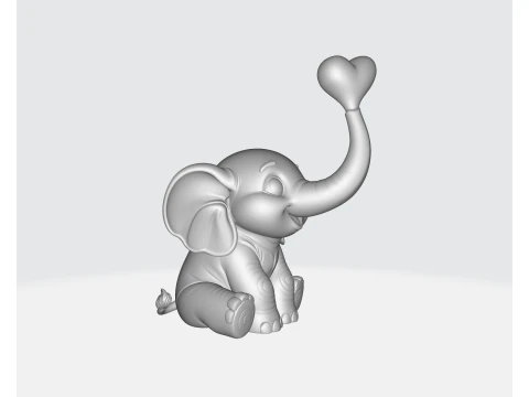 Simpatico elefante con cuore Figurina stampata in 3D di San Valentino, regalo romantico per lei o per lui Amore E Modello di stampa 3D