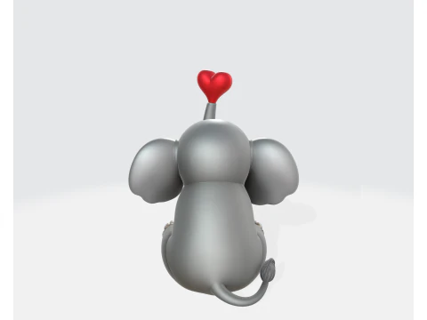 Simpatico elefante con cuore Figurina stampata in 3D di San Valentino, regalo romantico per lei o per lui Amore E Modello di stampa 3D