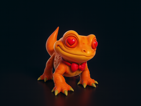 Cute Valentine Lizard Figurine Heart Eyes Reptile 3D Printed Gift Romantic Desk Decor for Saint 3D Printing