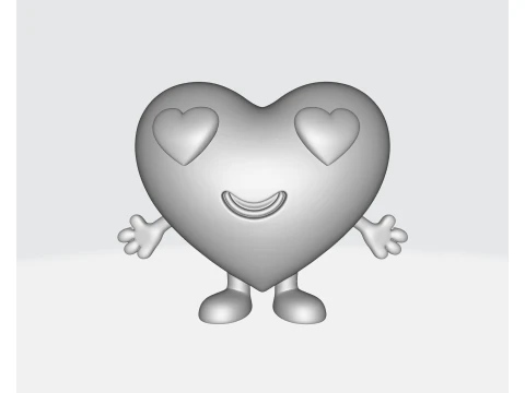 Figurine mignonne de personnage de c&oelig;ur de Saint-Valentin, c&oelig;ur d'amour souriant, d&eacute;cor imprim&eacute; en 3D, romantique Saint Valen Modèles 3D en vedette