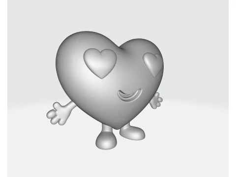 Figurine mignonne de personnage de c&oelig;ur de Saint-Valentin, c&oelig;ur d'amour souriant, d&eacute;cor imprim&eacute; en 3D, romantique Saint Valen Modèles 3D en vedette