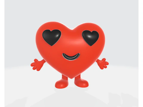 Figurine mignonne de personnage de c&oelig;ur de Saint-Valentin, c&oelig;ur d'amour souriant, d&eacute;cor imprim&eacute; en 3D, romantique Saint Valen Modèles 3D en vedette