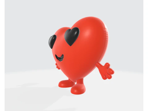 Figurine mignonne de personnage de c&oelig;ur de Saint-Valentin, c&oelig;ur d'amour souriant, d&eacute;cor imprim&eacute; en 3D, romantique Saint Valen Modèles 3D en vedette