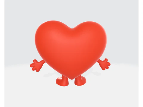 Figurine mignonne de personnage de c&oelig;ur de Saint-Valentin, c&oelig;ur d'amour souriant, d&eacute;cor imprim&eacute; en 3D, romantique Saint Valen Modèles 3D en vedette