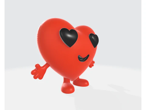 Figurine mignonne de personnage de c&oelig;ur de Saint-Valentin, c&oelig;ur d'amour souriant, d&eacute;cor imprim&eacute; en 3D, romantique Saint Valen Modèles 3D en vedette