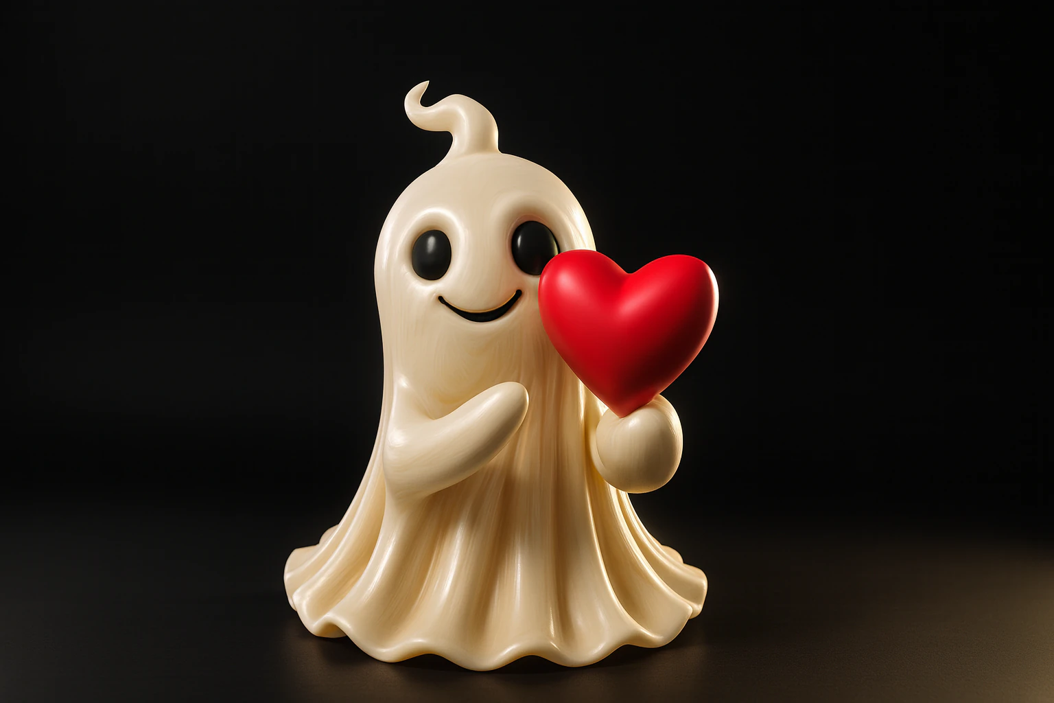 Cute Valentine Ghost Holding Heart Romantic 3D Printed Decor Gift for Love Anniversary Home Deco 3D Print Model .c4d .max .obj .3ds .fbx .stl .blend 