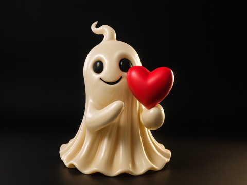 Cute Valentine Ghost Holding Heart Romantic 3D Printed Decor Gift for Love Anniversary Home Deco 3D Printing