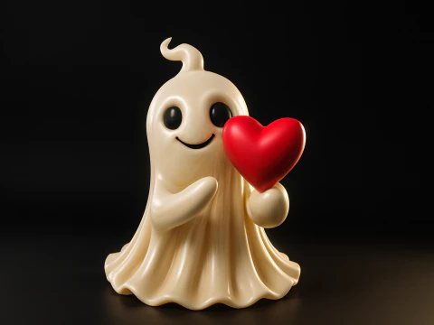 Fantasma fofo dos namorados segurando cora&ccedil;&atilde;o rom&acirc;ntico decora&ccedil;&atilde;o impressa em 3D presente para amor anivers&aacute;rio decora&ccedil;&atilde;o de casa Modelo de Impressão 3D