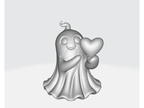 Cute Valentine Ghost Holding Heart Romantic 3D Printed Decor Gift for Love Anniversary Home Deco 3D Print Model