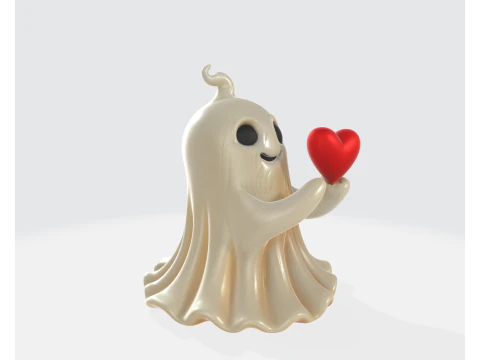 Cute Valentine Ghost Holding Heart Romantic 3D Printed Decor Gift for Love Anniversary Home Deco 3D Print Model