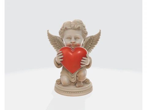 Valentine Angel Holding Heart Statue Romantic 3D Printed Cherub Figurine for Love Gift Home Decor 3D Print Model