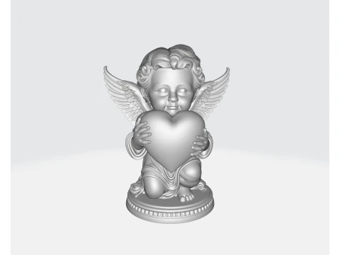 Valentine Angel Holding Heart Statue Romantic 3D Printed Cherub Figurine for Love Gift Home Decor 3D Print Model