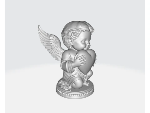 Valentine Angel Holding Heart Statue Romantic 3D Printed Cherub Figurine for Love Gift Home Decor 3D Print Model