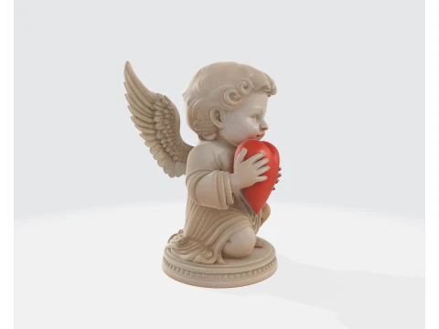 Valentine Angel Holding Heart Statue Romantic 3D Printed Cherub Figurine for Love Gift Home Decor 3D Print Model