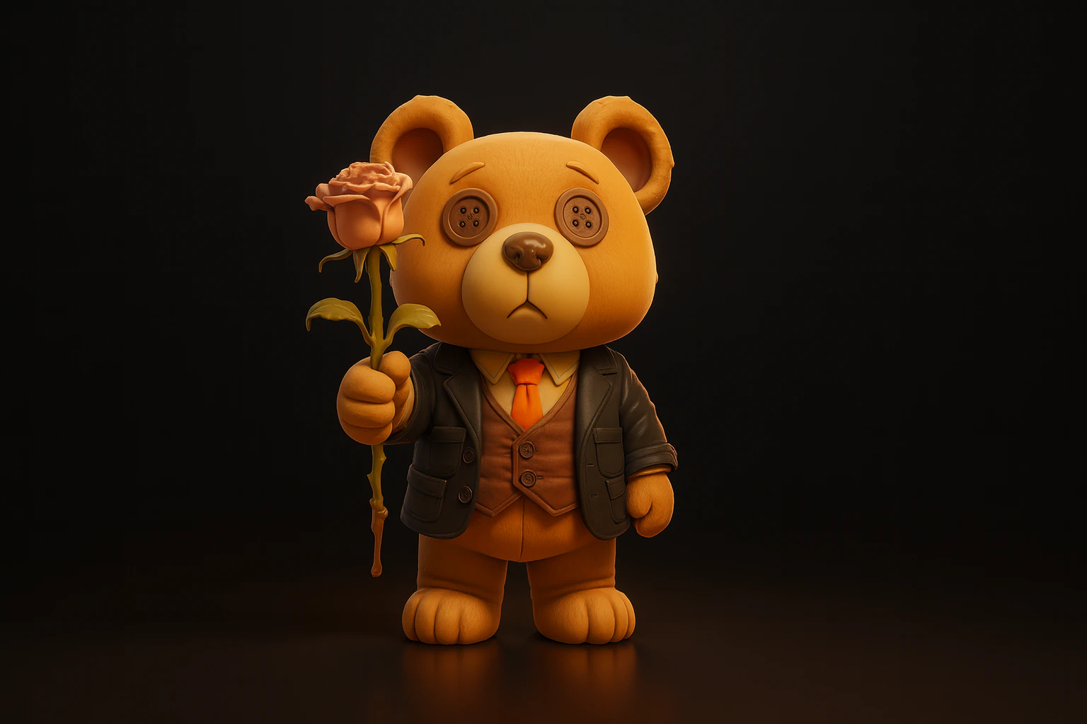 Valentine Teddy Bear with Rose Romantic 3D Printed Figurine Gift for Saint Valentine Decor 3D Print Model .c4d .max .obj .3ds .fbx .stl .blend 