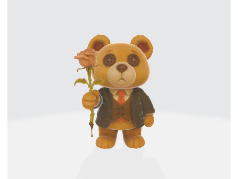 Valentine Teddy Bear with Rose Romantic 3D Printed Figurine Gift for Saint Valentine Decor 3D Print Model