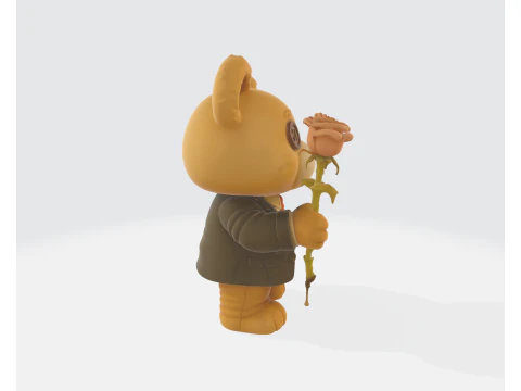 Valentine Teddy Bear with Rose Romantic 3D Printed Figurine Gift for Saint Valentine Decor 3D Print Model