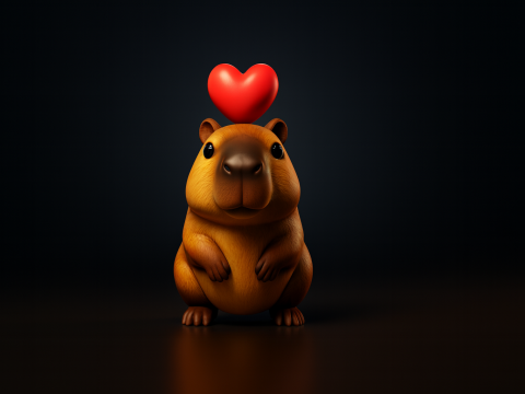 Cute Capybara with Heart Valentines Day 3D Printed Gift Romantic Desk Decor Adorable Love Fig 3D Printing