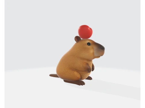 Schattige Capibara met hart Valentijnsdag 3D-geprint cadeau Romantisch bureaudecor Schattige liefde Fig 3D printmodel