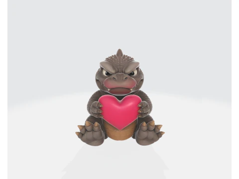 Valentine Monster Holding Heart Adorable Desk Decor Romantic Gift for Him Her Valentines Day Ho 3D Print Model