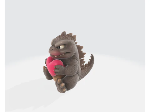 Valentine Monster Holding Heart Adorable Desk Decor Romantic Gift for Him Her Valentines Day Ho 3D Print Model