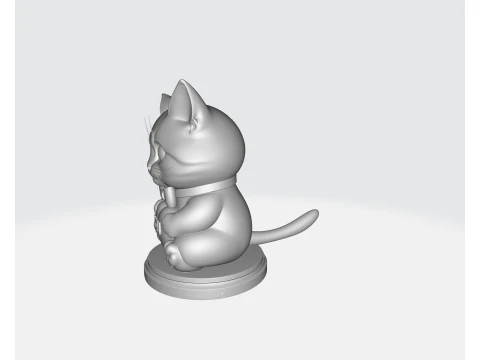 Figurine de chat mignonne de saint-valentin, Adorable chat d'amour imprim&eacute; en 3D tenant un c&oelig;ur, cadeau romantique pour Valentin Modèles 3D en vedette