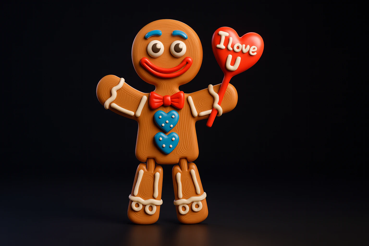Valentine Gingerbread Man 3D Print Cute Love Heart Beeldje Cadeau Romantisch Valentijnsdag Decor 3D printmodel .c4d .max .obj .3ds .fbx .stl .blend 