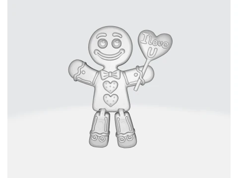 Valentine Gingerbread Man 3D Print Cute Love Heart Beeldje Cadeau Romantisch Valentijnsdag Decor 3D printmodel