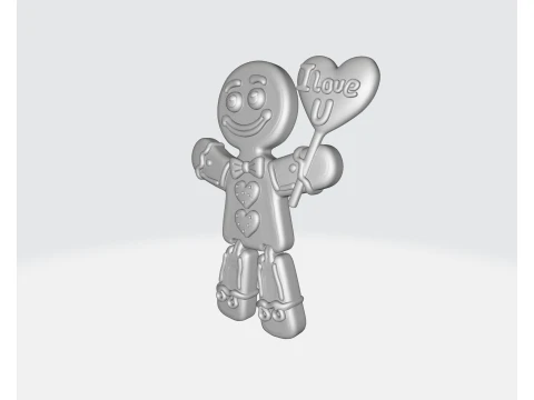 Valentine Gingerbread Man 3D Print Cute Love Heart Beeldje Cadeau Romantisch Valentijnsdag Decor 3D printmodel