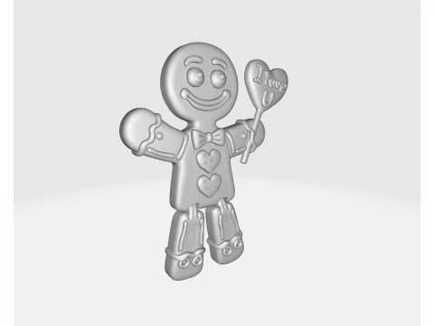 Valentine Gingerbread Man 3D Print Cute Love Heart Beeldje Cadeau Romantisch Valentijnsdag Decor 3D printmodel