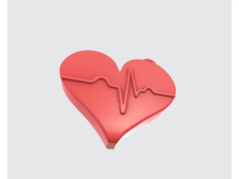 Heart with Heartbeat Line Valentines Day Gift Romantic Home Decor Love Symbol Unique Handmade 3D Print Model