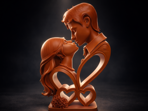Romantik &Ccedil;ift Kalp Heykel 3D Baskı Aşk &Ouml;p&uuml;c&uuml;k Heykelcik Sevgililer G&uuml;n&uuml; D&uuml;ğ&uuml;n Yıld&ouml;n&uuml;m&uuml; Ev D 3D Baskı