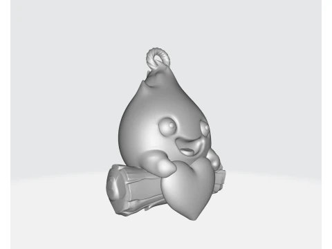 Figurine mignonne de saint-valentin en forme de c&oelig;ur de flamme, Adorable personnage de feu tenant un c&oelig;ur, cadeau romantique pour Vale Modèles 3D en vedette