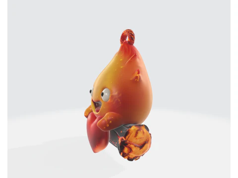 Figurine mignonne de saint-valentin en forme de c&oelig;ur de flamme, Adorable personnage de feu tenant un c&oelig;ur, cadeau romantique pour Vale Modèles 3D en vedette