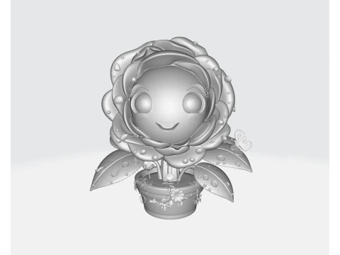 Schattig Valentijn Rose Planter glimlachend bloem karakter romantisch Home Decor 3D printmodel