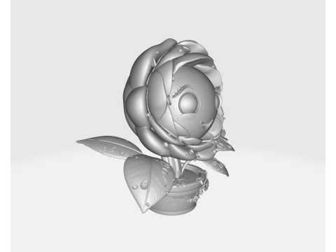 Cute Valentine Rose Planter Smiling Flower Character Romantic Home Decor 3D Print Model